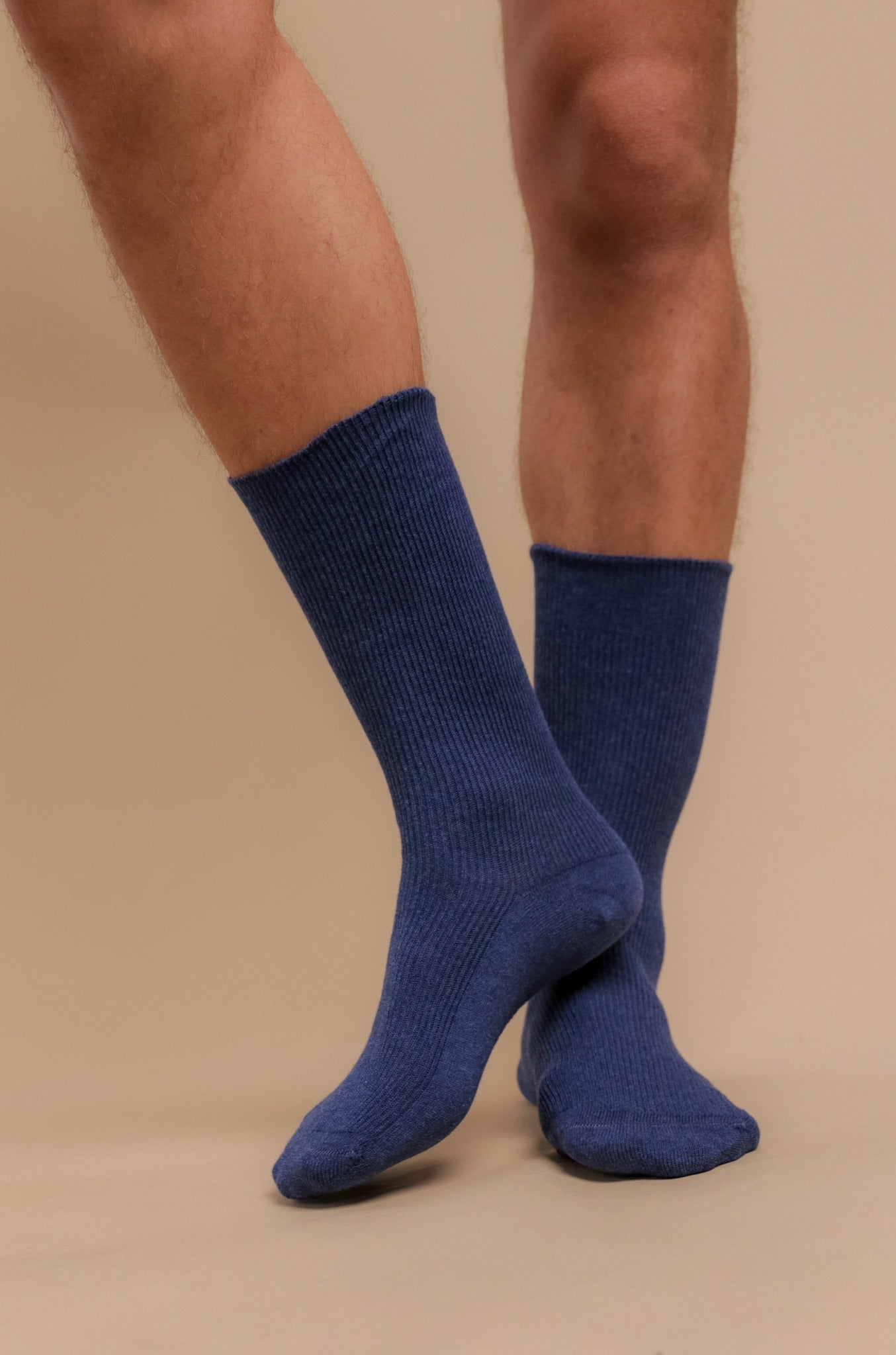 Lightweight Latex-Free 100% Organic Cotton Crew Socks (2pairs/pack) -  2X-Large / Melange Blue