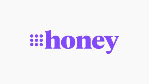 Purple honey logo with dotted grid design on white background