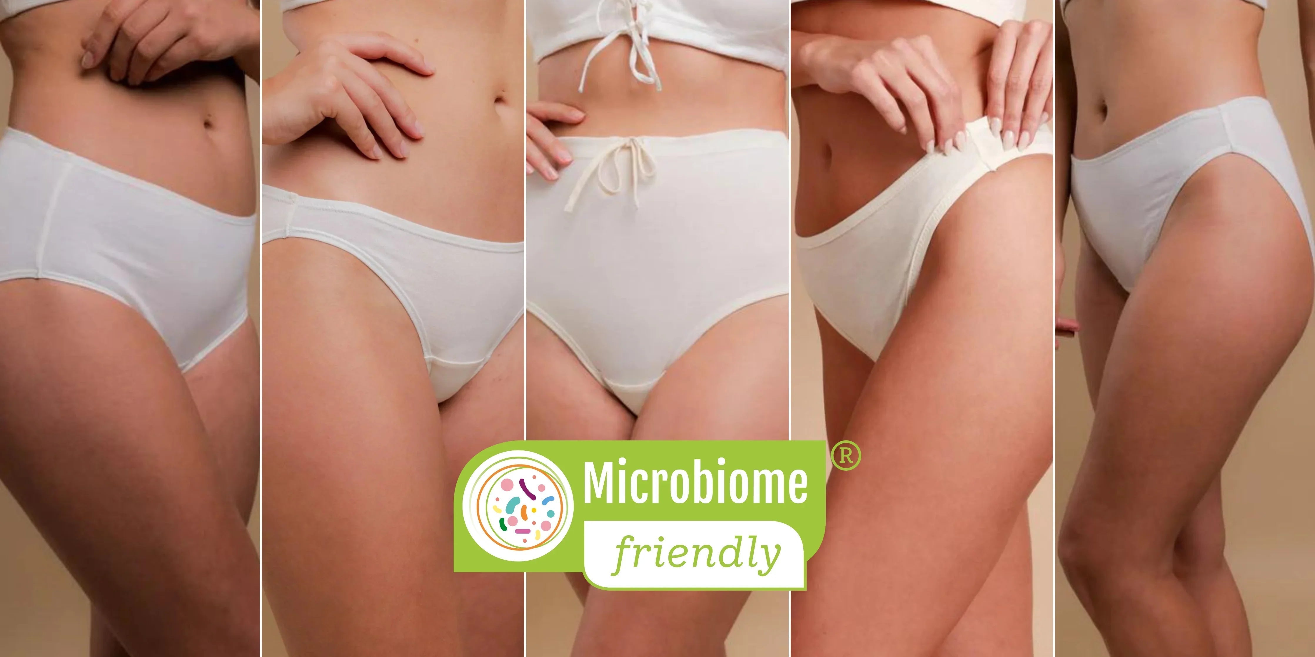Microbiome-friendly certified hypoallergenic cotton underwear by Cottonique, shown on models.