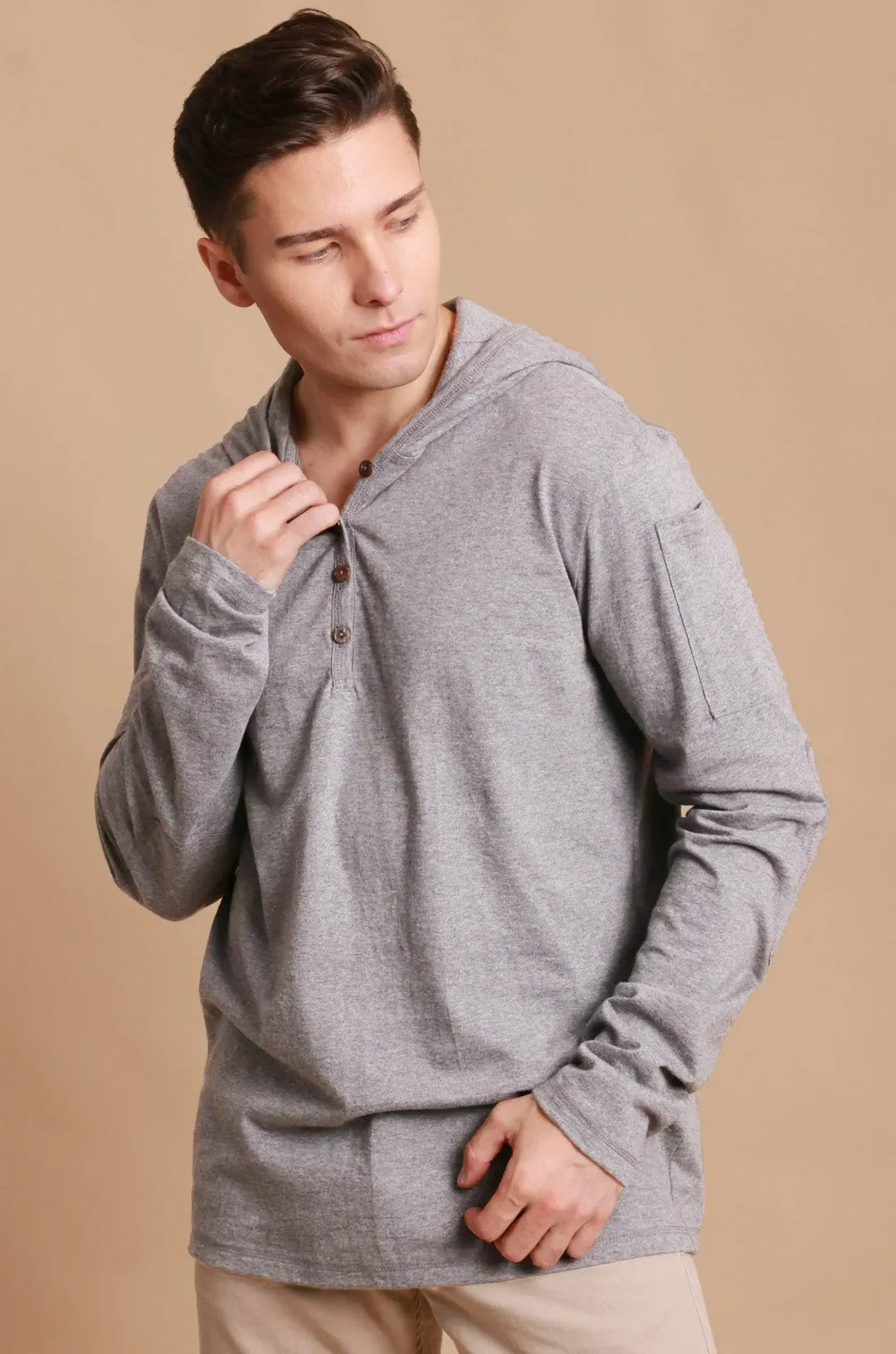 Men's Jersey Pullover Hoodie with Built-in Sleep Eye Mask