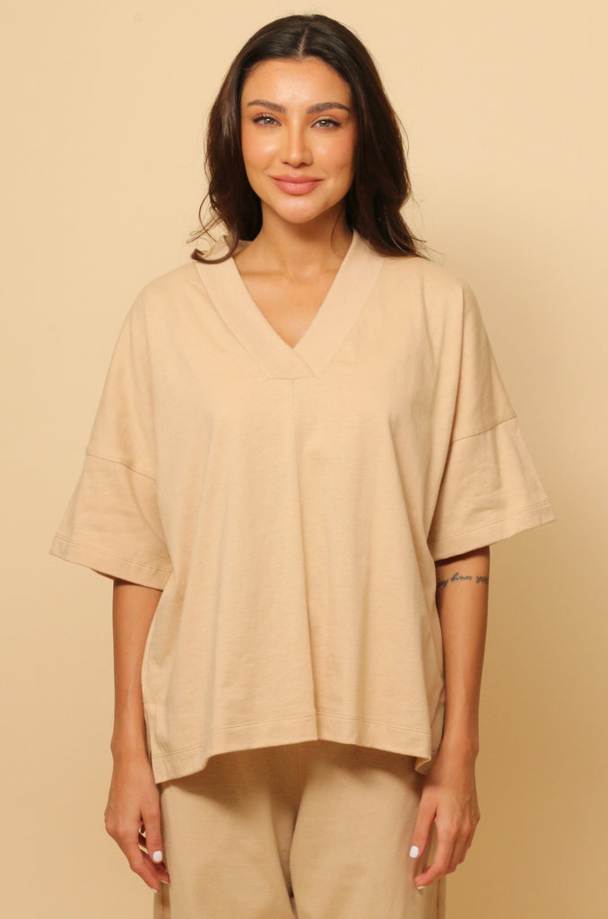 Women's Allergy-Free Victoria V-Neck Oversized Top (Natural) – Cottonique -  Allergy-free Apparel