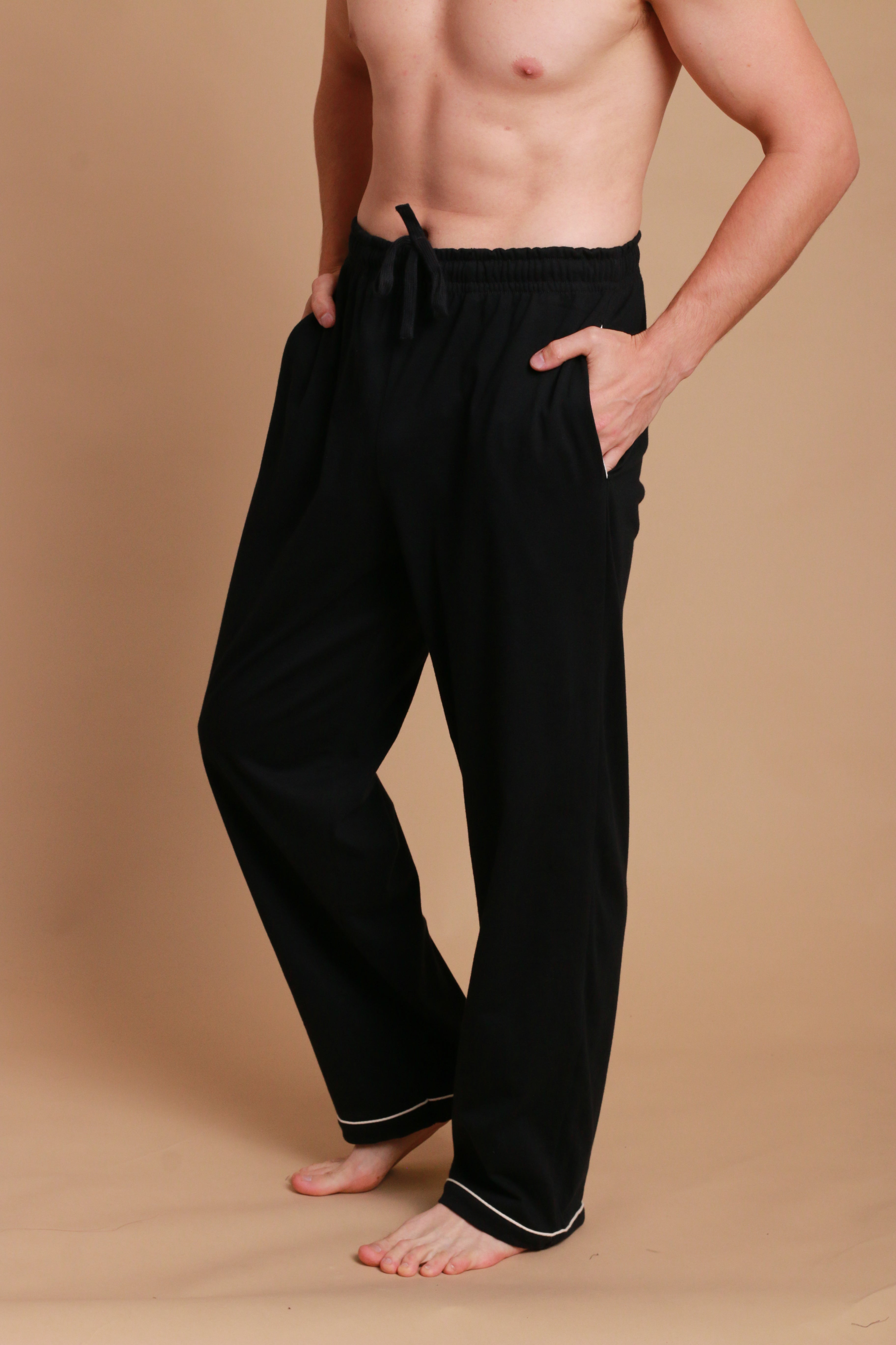 YINCOZI Men's 100% Cotton Super Soft Flannel Pajama Pants, Black