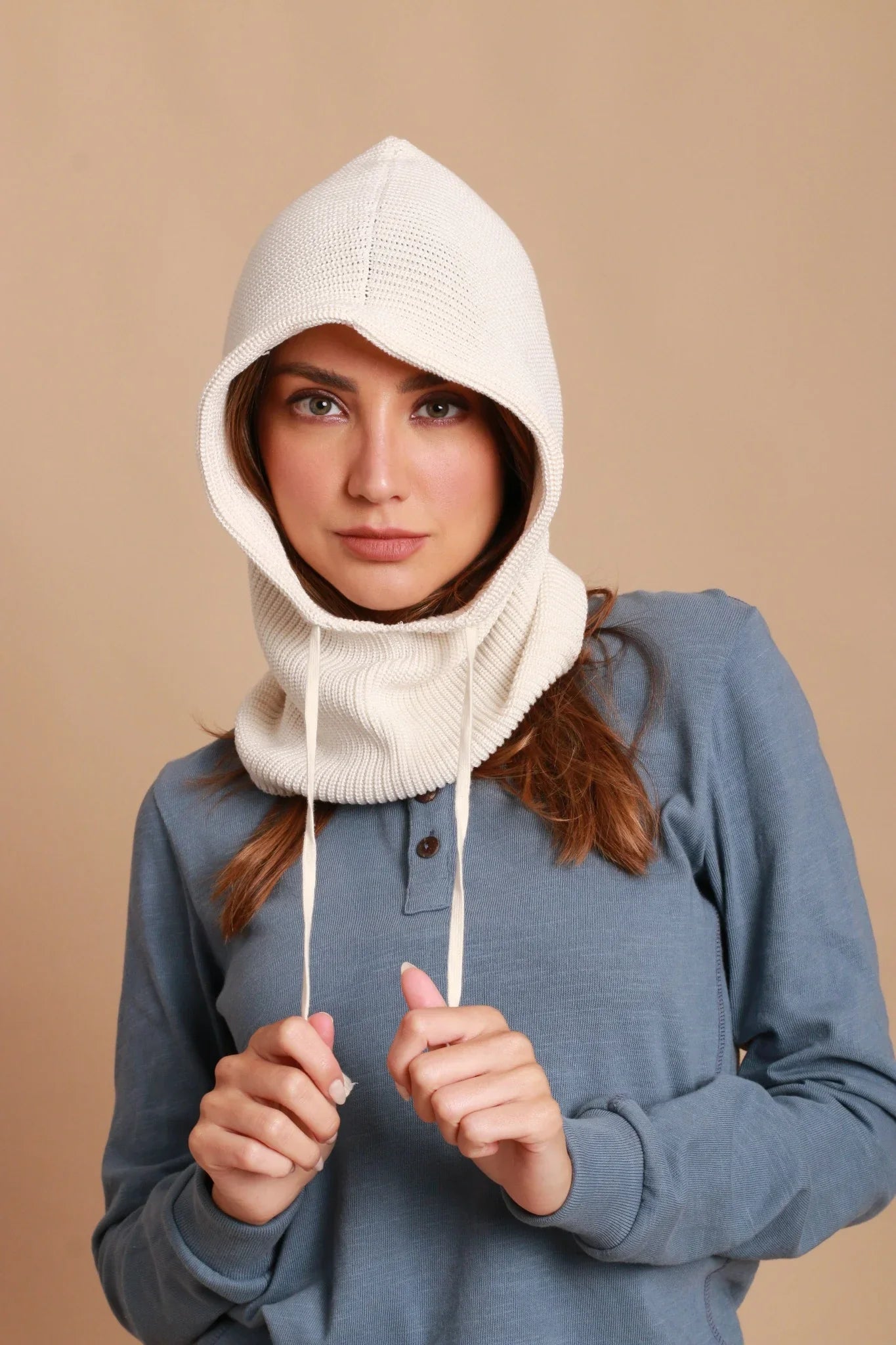 Allergy-Free Knitted Snood with Drawstring