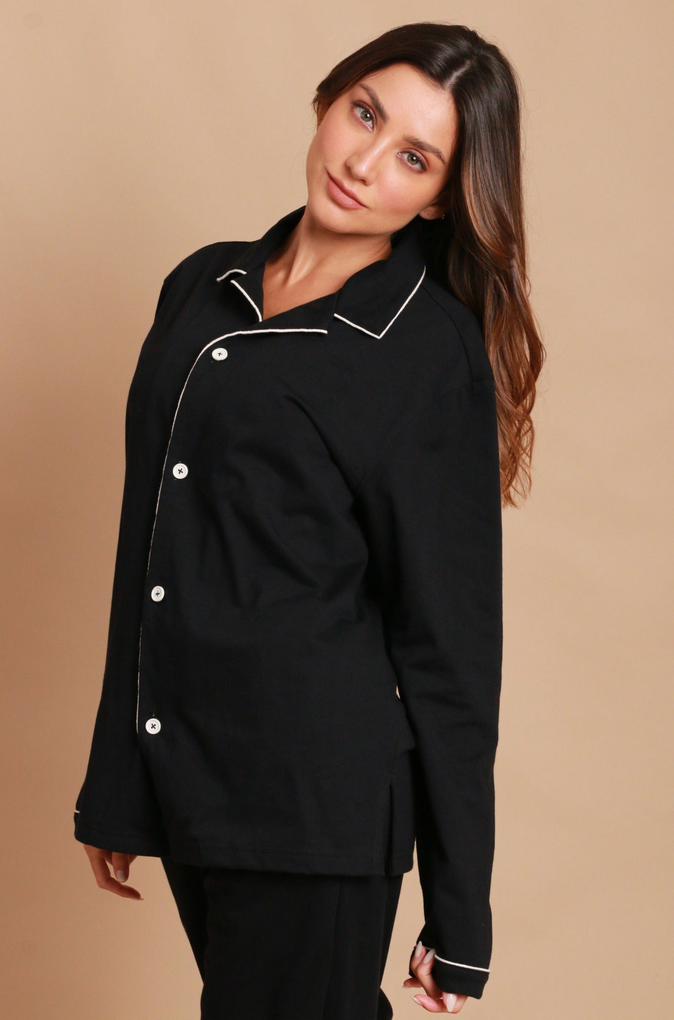 Allergy-free Women's Thermal Pajama ( Black) – Cottonique - Allergy-free  Apparel