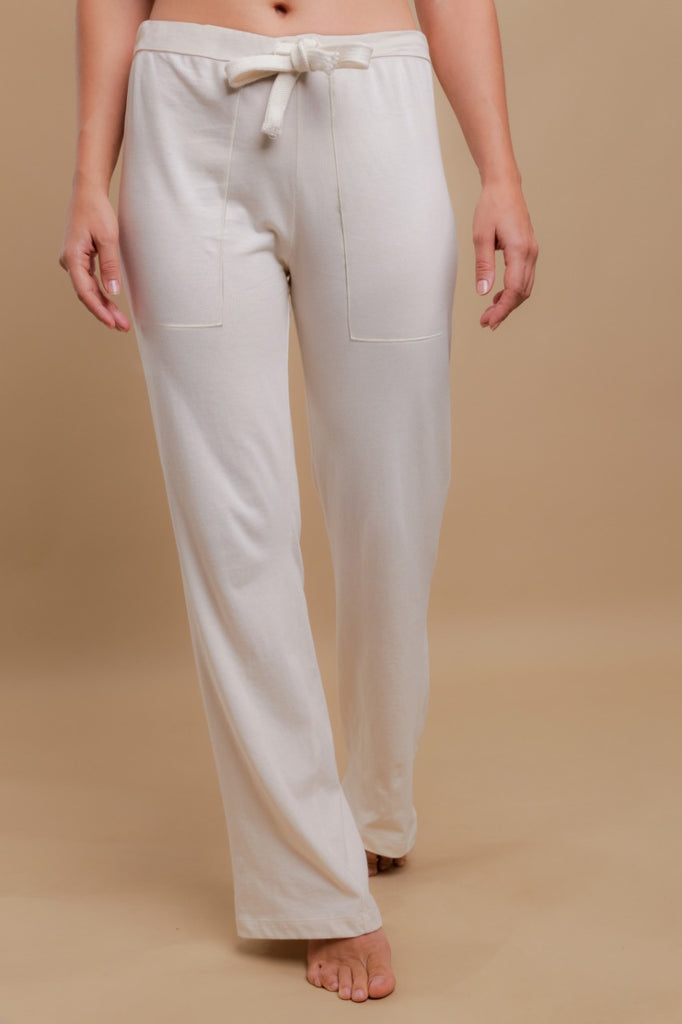 Women Lounge Pants, Drawstring Classic Elastic Tie Waist Women Pants  Pockets For Daily White XL