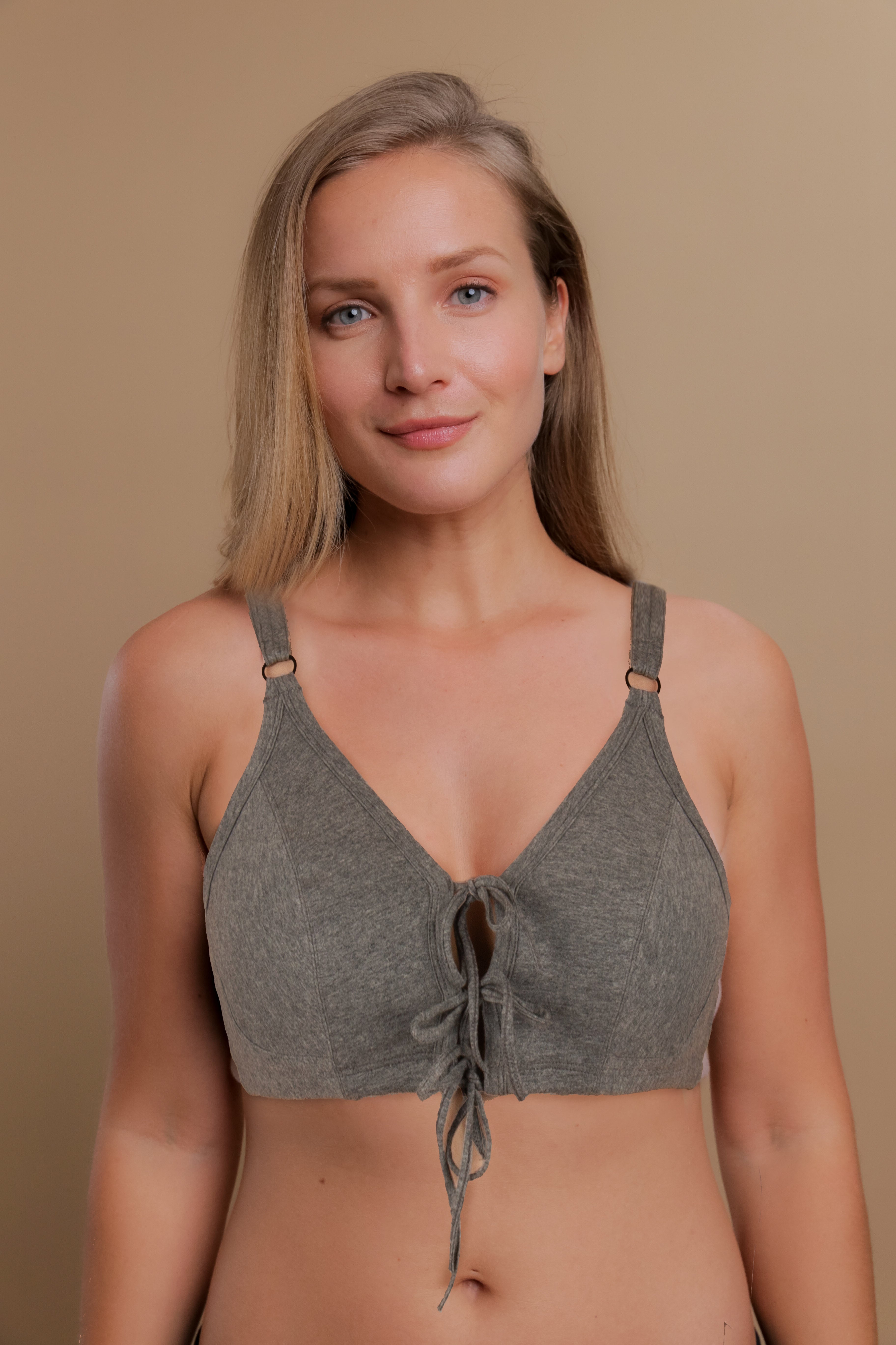 Cottonique Hypoallergenic Organic Cotton Front Closure Support Bra for  Women with Skin Allergies (Melange Grey, 34B) at  Women's Clothing  store