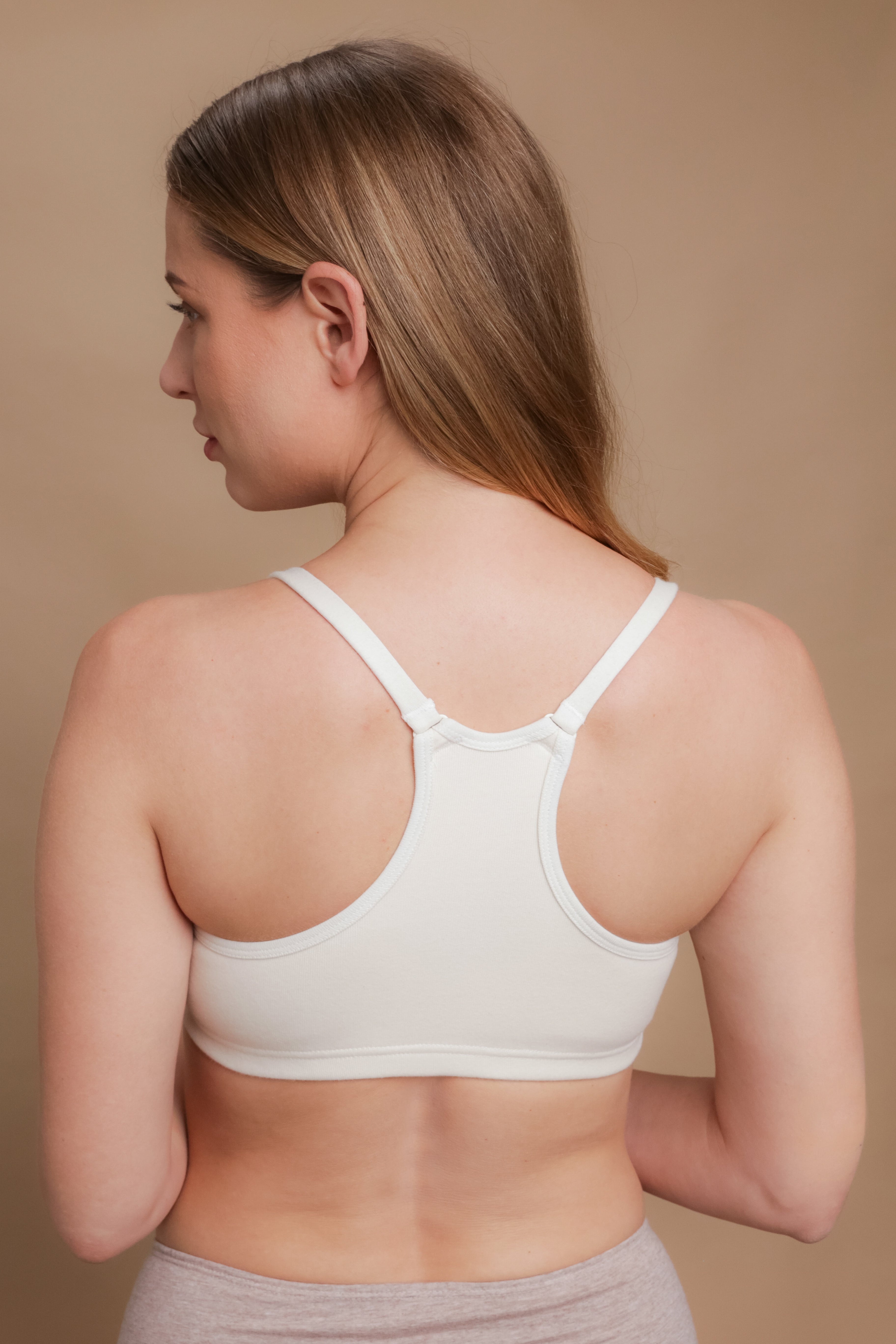 Cottonique Women's Hypoallergenic Racer Back Front Closure Support Bra  Regular Made from 100% Organic Cotton