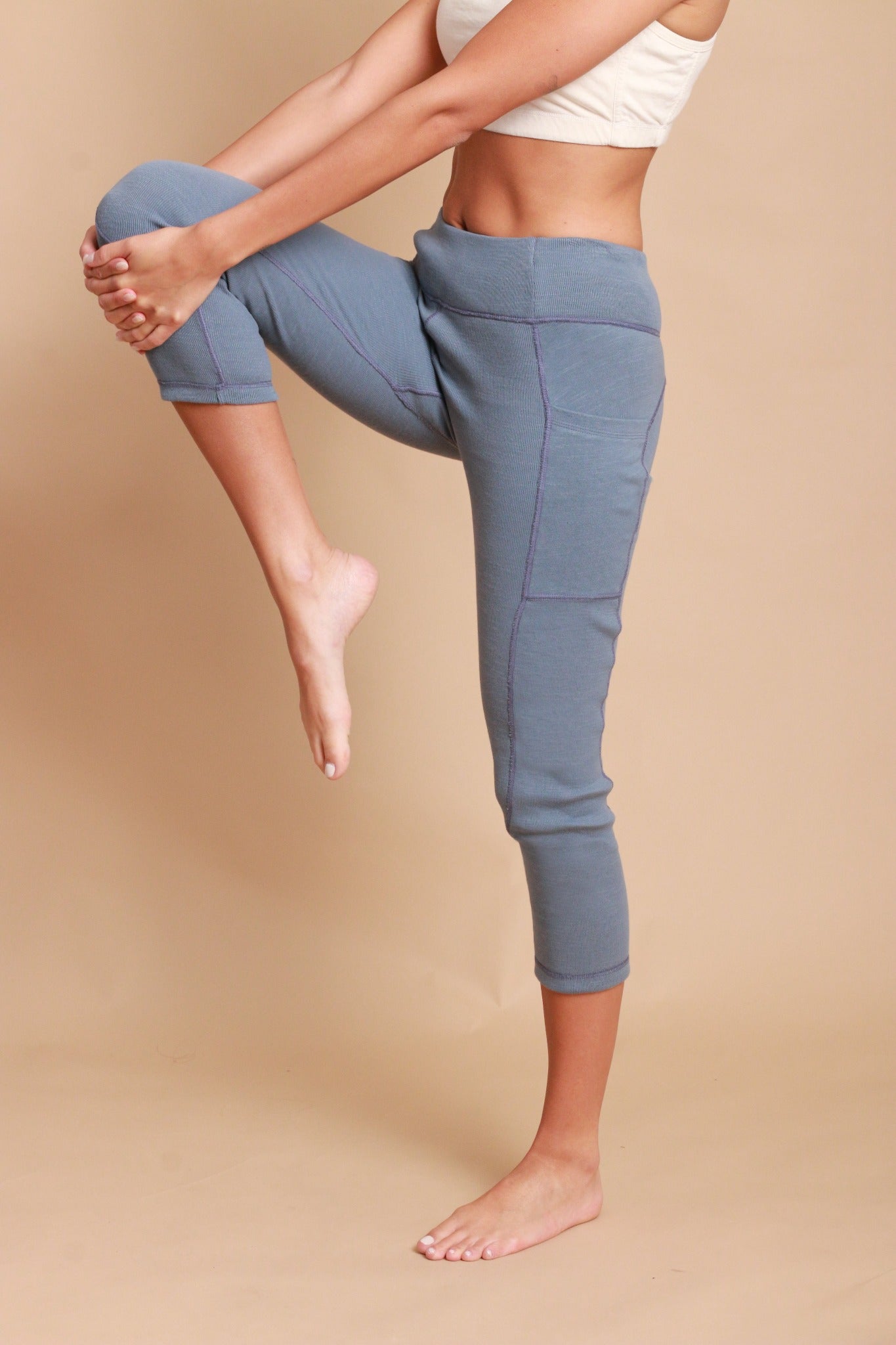 100% Organic Cotton High Waisted Ankle Length Leggings for Girls - Black
