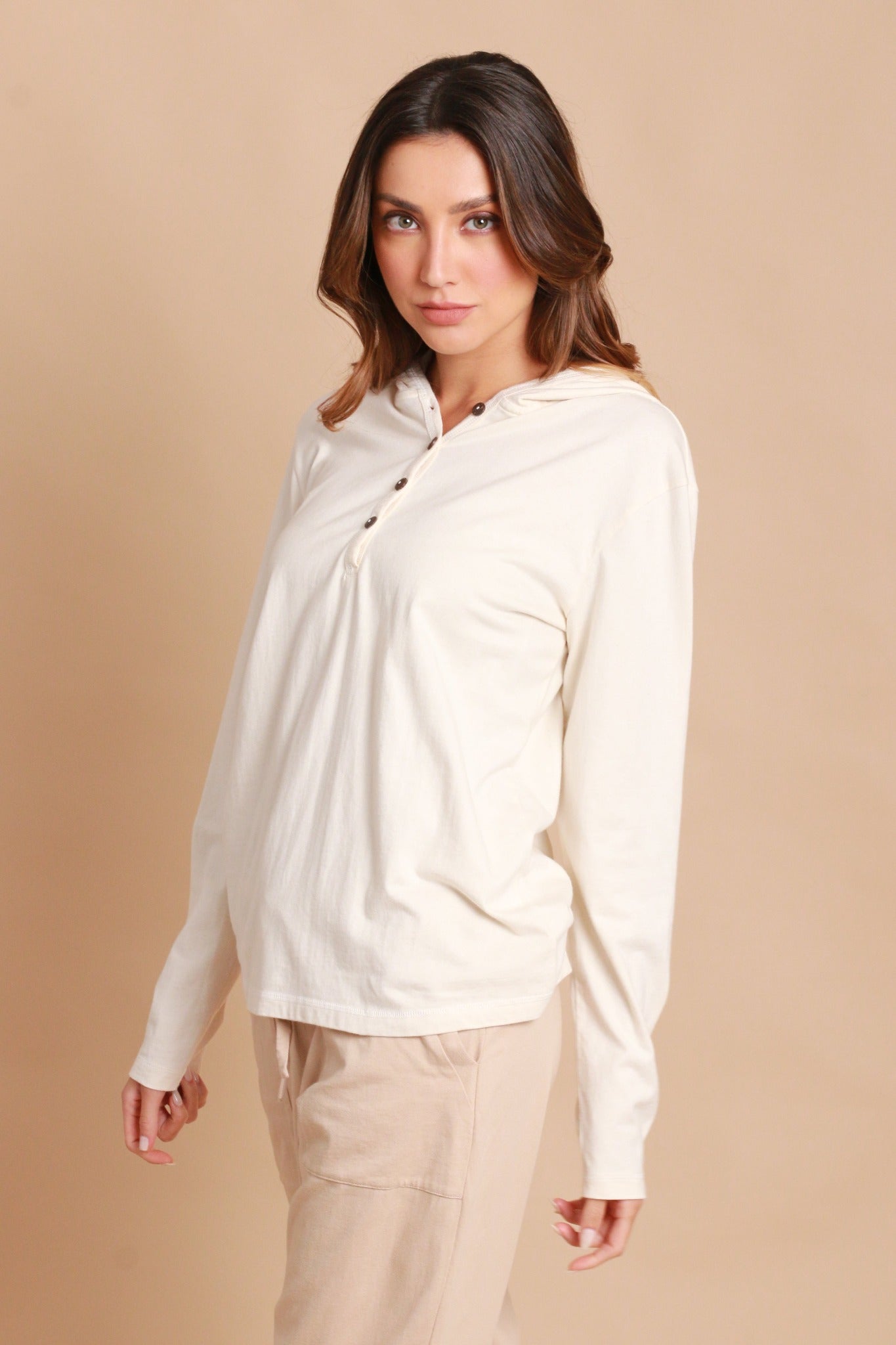 Latex Free Organic Cotton Long Sleeve Henley Shirt by Cottonique