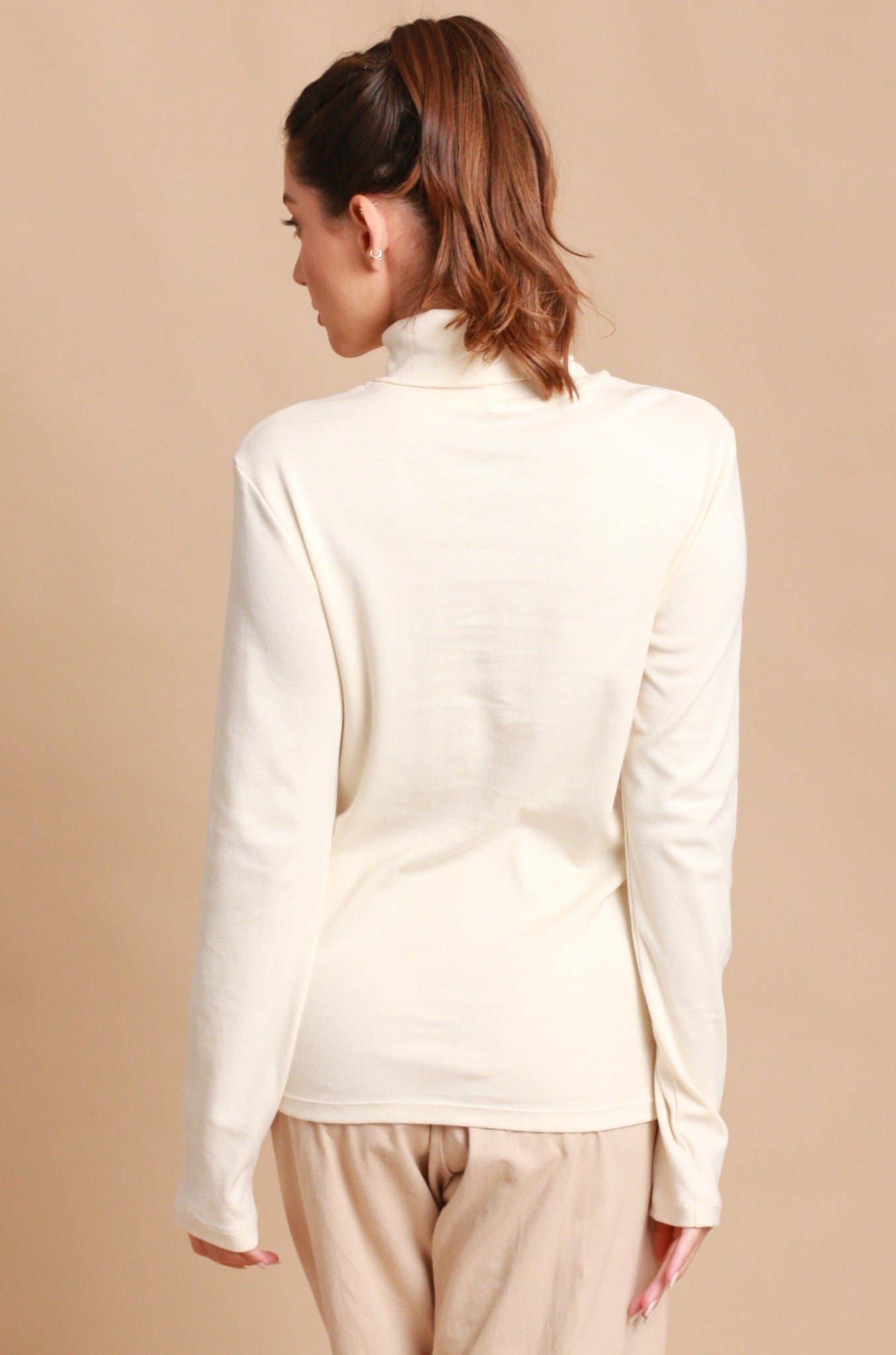 Organic Cotton Women's Turtleneck Long Sleeve Shirt ( Natural ) –  Cottonique - Allergy-free Apparel