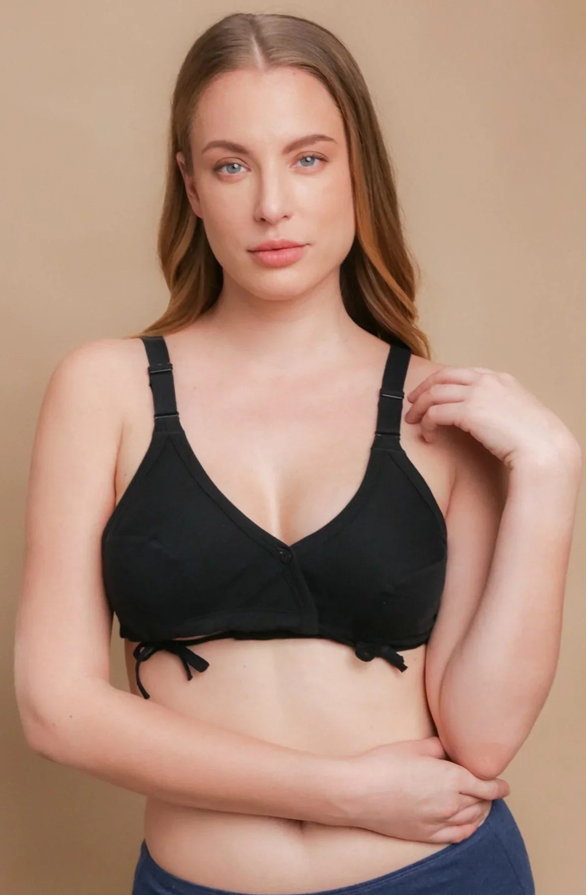 thumbnail image 2 of Cottonique Women's Racer Back Front Closure Bra - 100% Organic Cotton Hypoallergenic 2 of 10