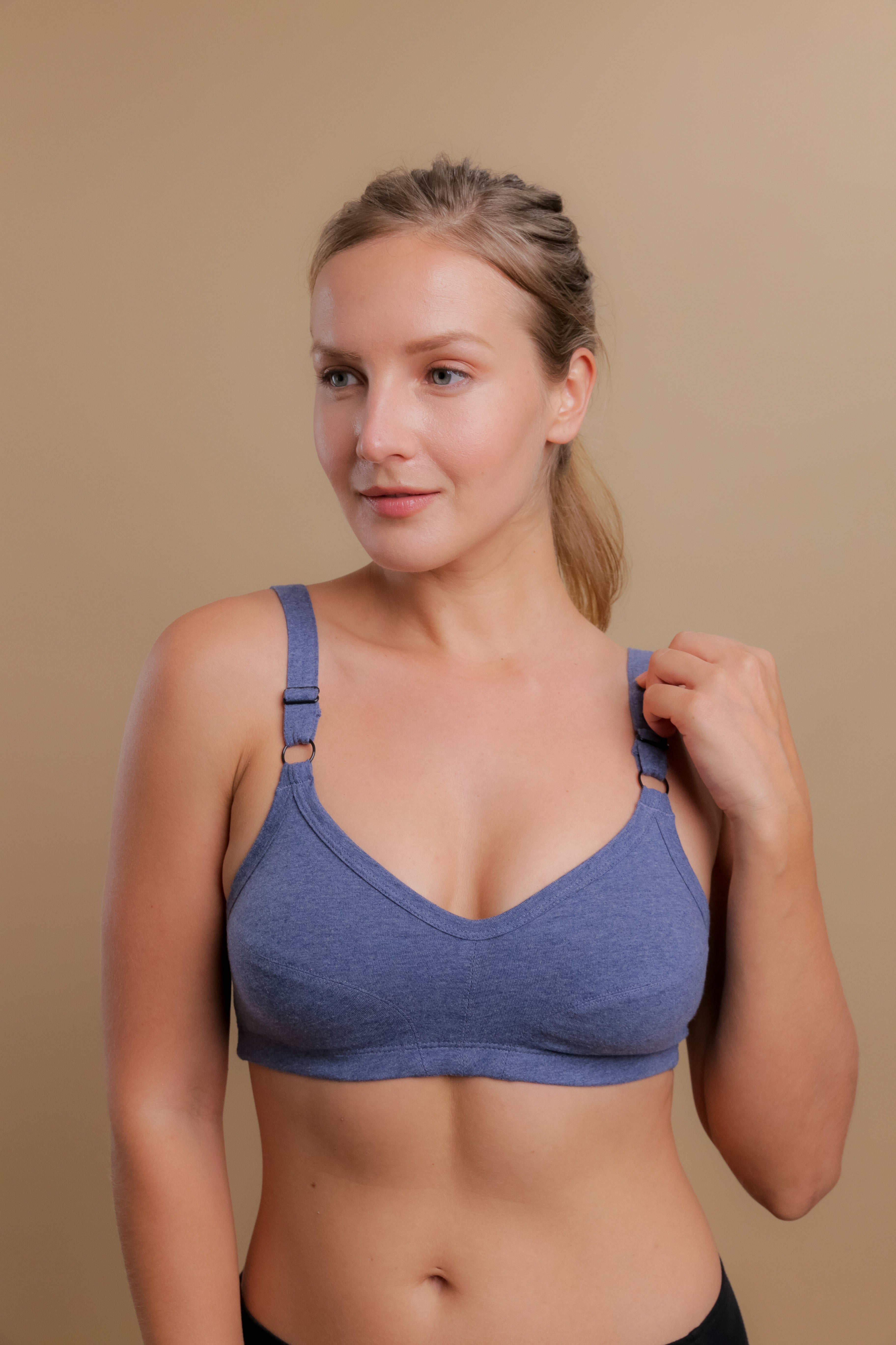 Cottonique Women's Hypoallergenic Slimfit Pullover Bra Made from 100%  Organic Cotton (6, Melange Grey) at  Women's Clothing store