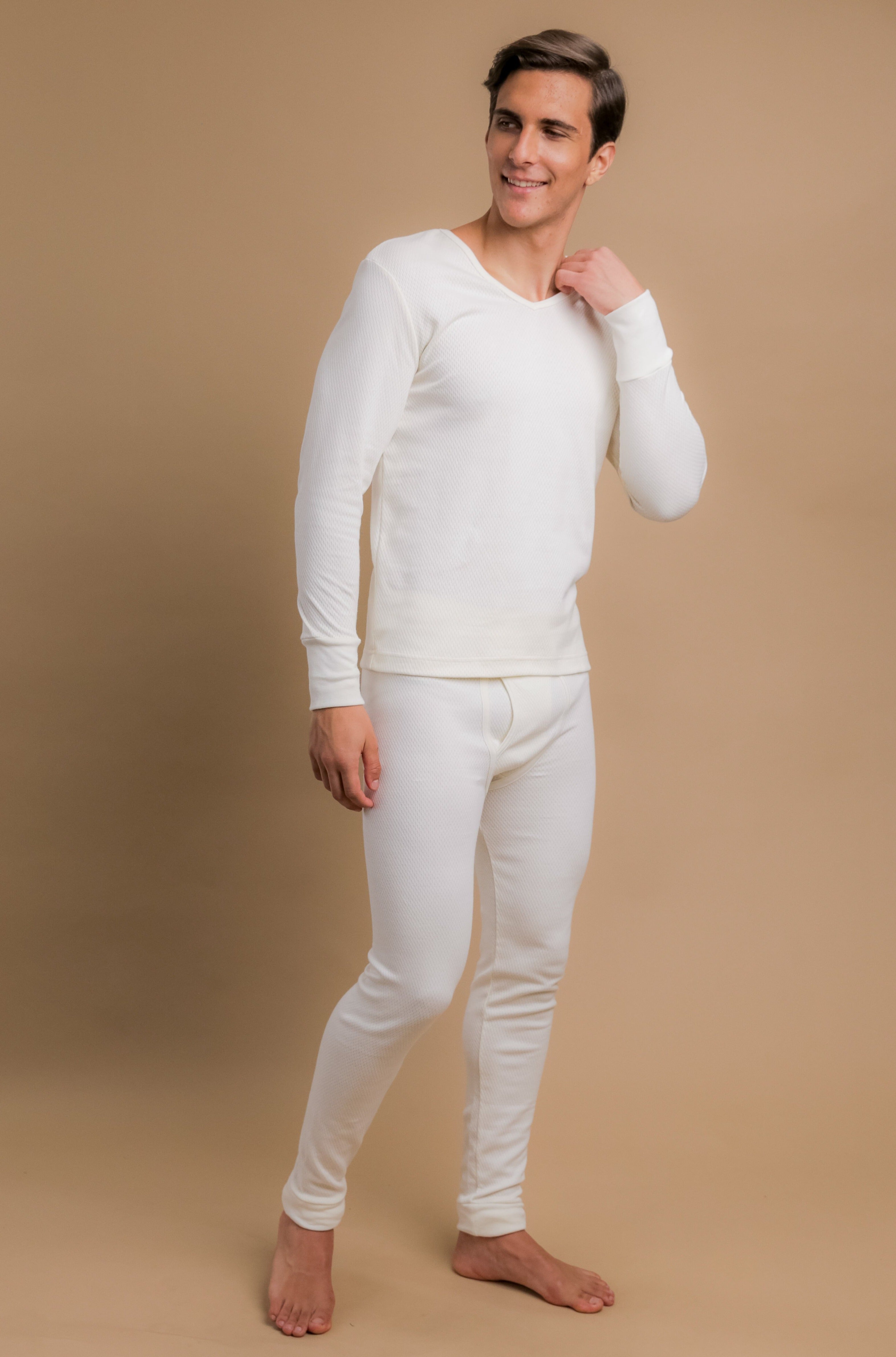 Latex Free Cotton Thermal Long Johns w/ Fly by Cottonique