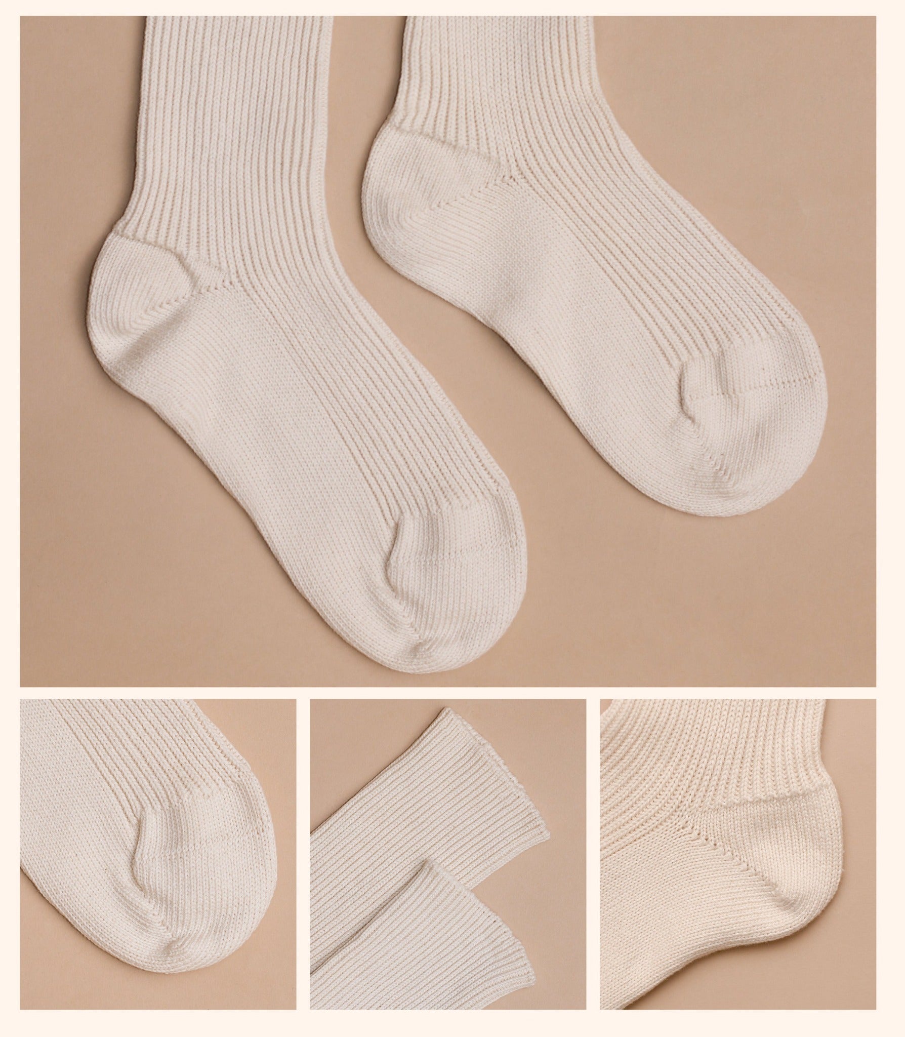 6 Pairs Unisex Natural Cotton Socks Breathable Soft Organic High